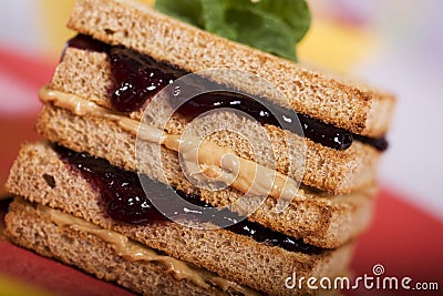 Peanut Butter and Jelly Sandwich Stock Photo