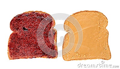 Peanut Butter Jelly Sandwich Slices Stock Photo