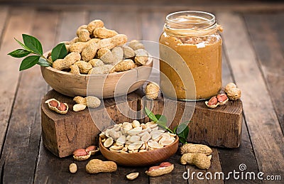 Peanut butter and peanuts Stock Photo