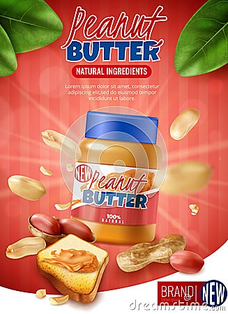 Peanut Butter Poster Ad Vector Illustration