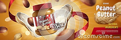 Peanut butter spread ads Vector Illustration