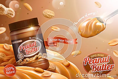 Peanut butter spread ads Vector Illustration