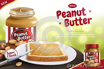 Peanut butter spread ads Vector Illustration