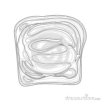 Peanut Butter Toast.Coloring book antistress for children and adults Vector Illustration