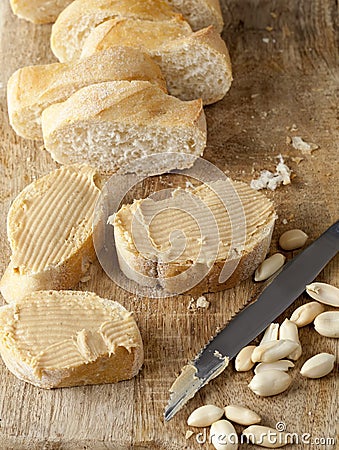 peanut butter used to make bread sandwiches Stock Photo