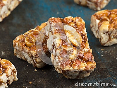 peanut chikki Indian sweet made of peanuts and jaggery Stock Photo