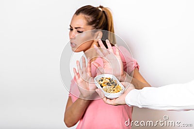 Peanut food allergy concept. Great concept of allergy and skin diseases. Nut allergies. Peanut allergy concept - food intolerance Stock Photo