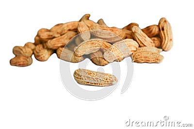 Peanut group. nuts close up on white background Stock Photo