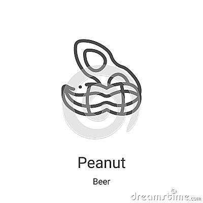 peanut icon vector from beer collection. Thin line peanut outline icon vector illustration. Linear symbol for use on web and Vector Illustration