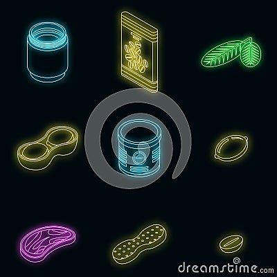 Peanut icons set vector neon Stock Photo