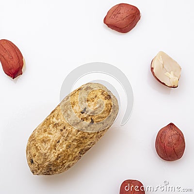 Peanut.roasted nuts,Dried peanuts crushed into many pieces close-up Stock Photo