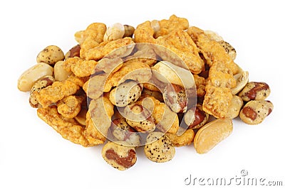Peanuts, crispy and seasoned squid Stock Photo