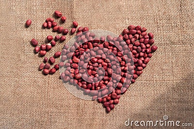 Peanuts Forming A Heart Shape Stock Photo