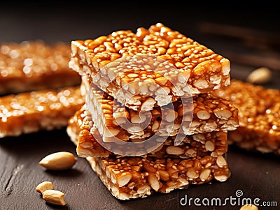 Stacked Peanuts Gachak or Chikki Stock Photo