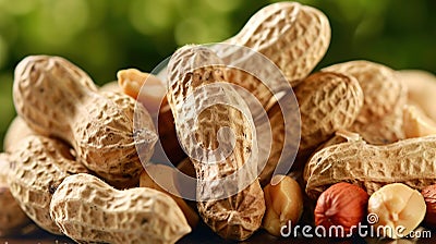 peanuts in nutshell isolated on background. Generative Ai Stock Photo