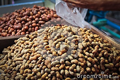 Peanuts for sale in Medan, Sumatra, Indonesia Stock Photo