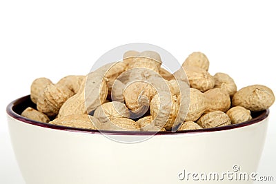 Peanuts with shell on a white background Stock Photo