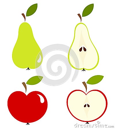 Pear and apple Vector Illustration