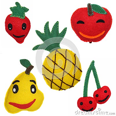 Pear, apple, cherry, strawberry and pineapple Stock Photo