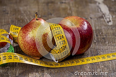 pear and apple representing types of overweight Stock Photo