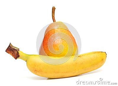 Pear and banana Stock Photo