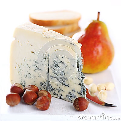 Pear, blue cheese and walnuts Stock Photo