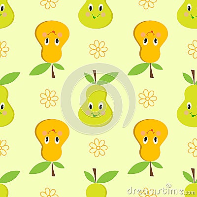 Pear cartoon seamless pattern Stock Photo