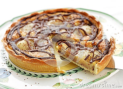 Pear and Chocolate tart Stock Photo