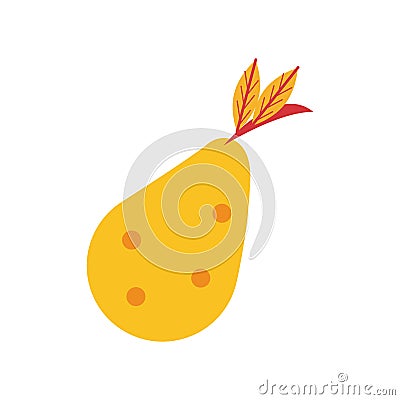 Pear fresh fruit flat style icon Vector Illustration