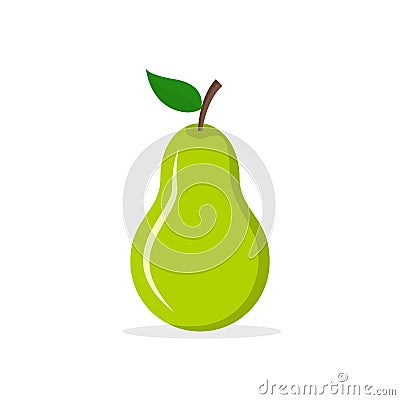 Pear fresh fruit vector icon. Cartoon pear illustration organic green flat fruit background symbol Vector Illustration