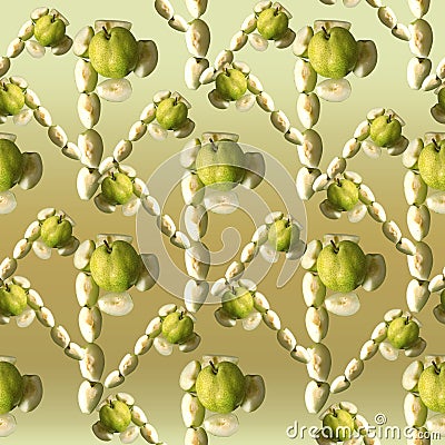 Pear fruit and alphbet P seamless pattern Stock Photo