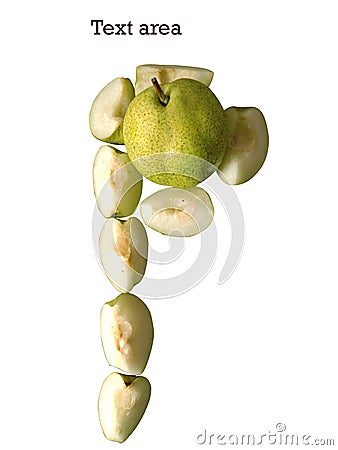 Pear fruit arranged in a alphbet P and copy space Stock Photo