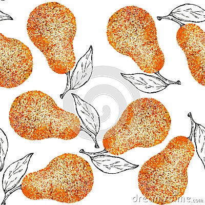 Pear fruit texture pattern watercolor design illustration Cartoon Illustration