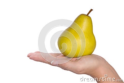 Pear in hand Stock Photo