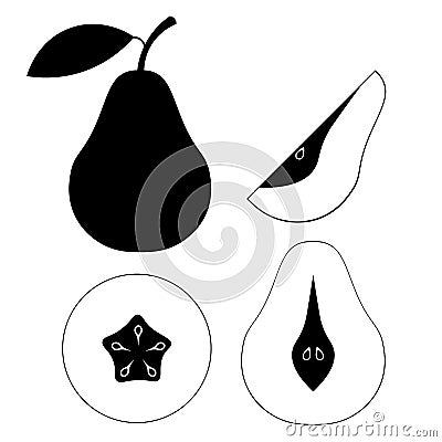 Pear icon vector. Pear silhouette sign isolated on white Vector Illustration
