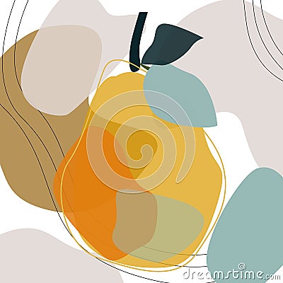 Pear illustration. Blurred colored spots. Vector Illustration
