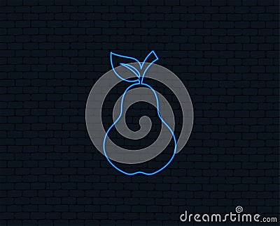 Pear with leaf sign icon. Fruit symbol. Vector Illustration