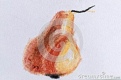 Pear with pastel pencils Stock Photo