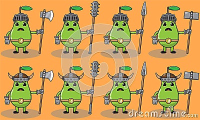 Cute Pear set Knight Two handed weapon. Stock Photo