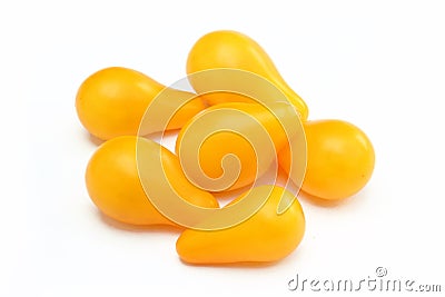 Pear-shape yellow tomatoes Stock Photo