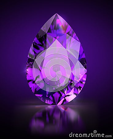 Pear-shaped amethyst Stock Photo