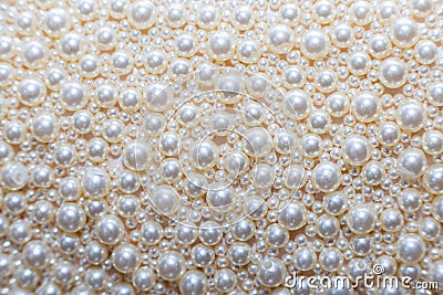 Pearl background. Texture from beads of white pearls Stock Photo