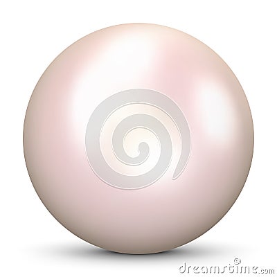 Pearl - Beautiful Realistic Beige 3D Vector - Isolated on White Background with Smooth Shadow Stock Photo