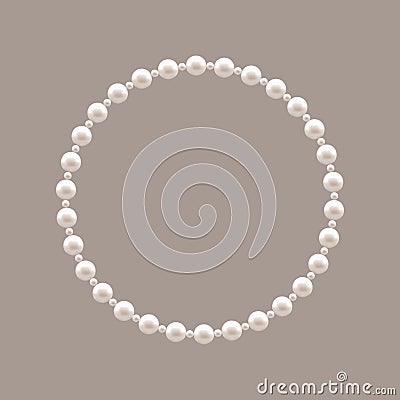 Pearl Circle Frame. Pearl Bead Necklace. Fashion Accessory for a Princess. Design Element for Wedding Invitation, Photo and Vector Illustration