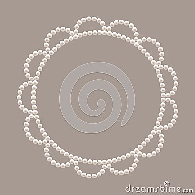 Pearl Circle Sun Frame. Isolated Elegant Flower Bead Frame for Photo. Design Element for Wedding Invitation and Romantic Vector Illustration