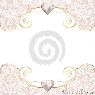 Pearl frame on lace background Vector Illustration