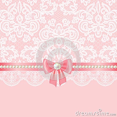 Pearl frame on lace background Vector Illustration