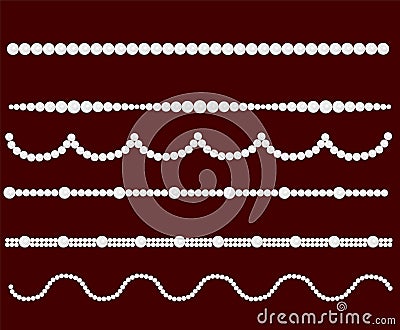 Pearl glamour borders. Vector bride pearls vintage accessories n Vector Illustration