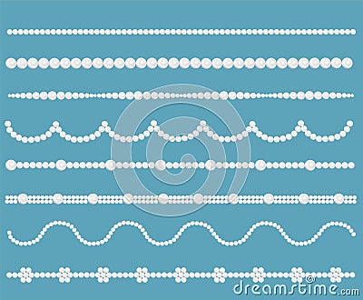 Pearl glamour borders. Vector bride pearls vintage accessories n Vector Illustration