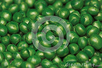 Pearl green plastic particles Stock Photo